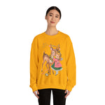 Retro Christmas Girl and Reindeer Sweatshirt