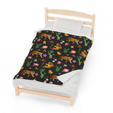 Leopard Floral Velveteen Plush Blanket