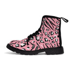 Pink tiger print Women's Canvas Boots