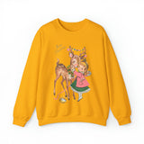 Retro Christmas Girl and Reindeer Sweatshirt