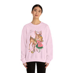 Retro Christmas Girl and Reindeer Sweatshirt