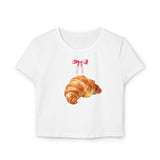 Croissant Print Y2K Baby Tee