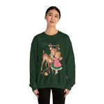 Retro Christmas Girl and Reindeer Sweatshirt