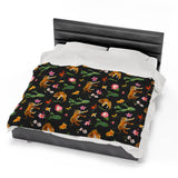 Leopard Floral Velveteen Plush Blanket