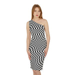 Checkerboard Shoulder Dress