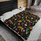 Leopard Floral Velveteen Plush Blanket