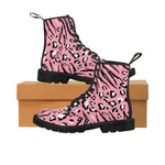 Pink tiger print Women's Canvas Boots