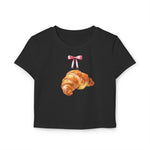 Croissant Print Y2K Baby Tee