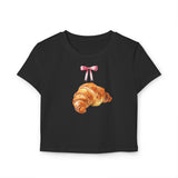 Croissant Print Y2K Baby Tee