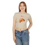 Croissant Print Y2K Baby Tee