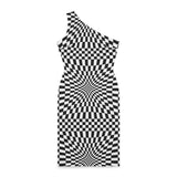 Checkerboard Shoulder Dress