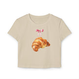 Croissant Print Y2K Baby Tee