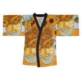 Van Gogh Sunflowers Long Sleeve Kimono Robe