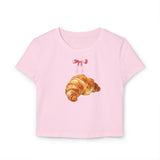 Croissant Print Y2K Baby Tee