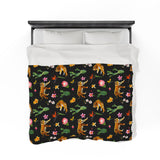 Leopard Floral Velveteen Plush Blanket