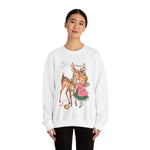 Retro Christmas Girl and Reindeer Sweatshirt