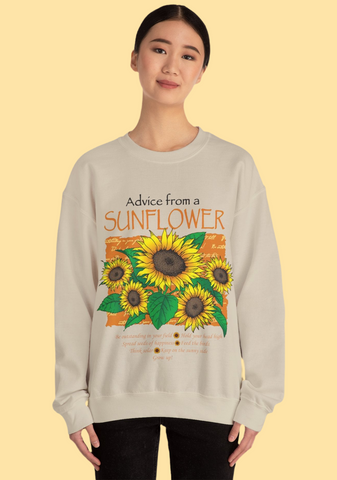 Advice from a Sunflowers Sweatshirt Purple Space Shop