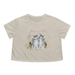 Twin Kitties Women's Flowy Cropped Tee