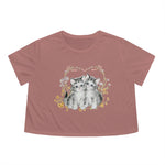 Twin Kitties Women's Flowy Cropped Tee