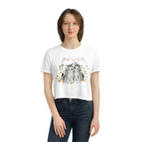 Twin Kitties Women's Flowy Cropped Tee