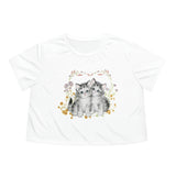 Twin Kitties Women's Flowy Cropped Tee